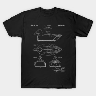 Duck Decoy Patent - Hunter Outdoorsman Art - Black Chalkboard T-Shirt